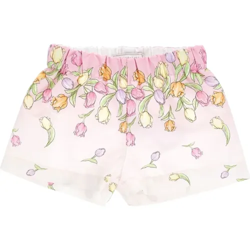 Rosa Shorts mit Rosenmuster - Monnalisa - Modalova