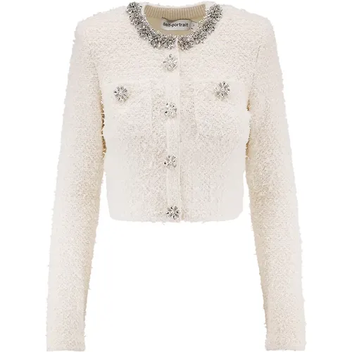 Cardigans, female, , Size: L Textured Knit Cardigan - Self Portrait - Modalova