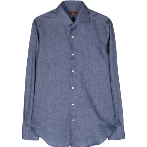 Italian Linen Shirt , male, Sizes: 4XL, XL, 2XL, 3XL - Barba - Modalova