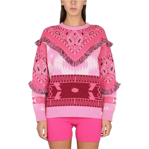 Ruffled Bandana Patchwork Sweater , female, Sizes: S - Alanui - Modalova