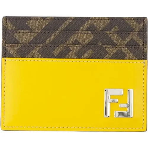 Squared Card Holder with Metallic Logo , male, Sizes: ONE SIZE - Fendi - Modalova