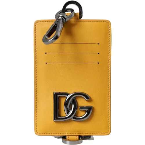 Keyrings, male, , Size: ONE SIZE Luxury Leather Card Holder Wallet - Dolce & Gabbana - Modalova