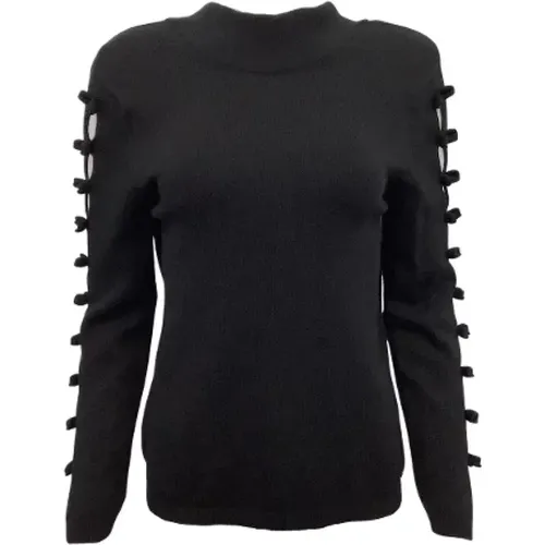 Pre-owned Tops, female, , Size: M Pre-owned Cashmere Sweater with Tie Sleeves and V-Back - Chanel Vintage - Modalova