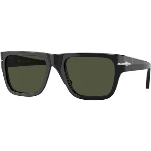Klassische schwarze Sonnenbrille mit grünen Gläsern - Persol - Modalova