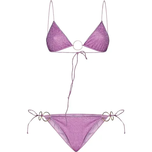 Lila Lurex Bikini Set , Damen, Größe: M - Oseree - Modalova