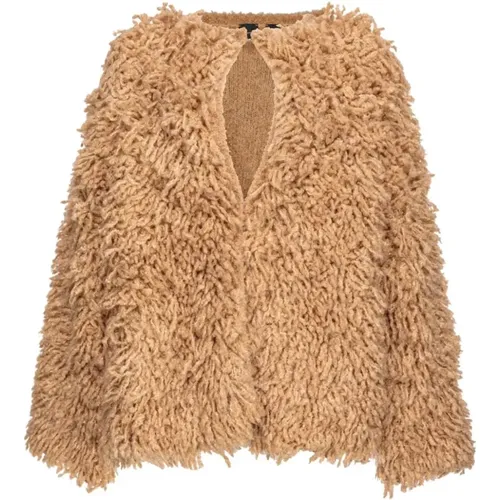 Shearling Jackets with Cut-Out Detailing , female, Sizes: XS, S - pinko - Modalova