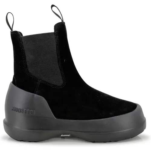 Schwarze Wildleder Slip-On Chunky Schuhe , Damen, Größe: 35 EU - moon boot - Modalova