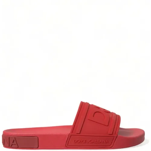 Sliders, male, , Size: 8 US Classic Rubber Beachwear Slides - Dolce & Gabbana - Modalova