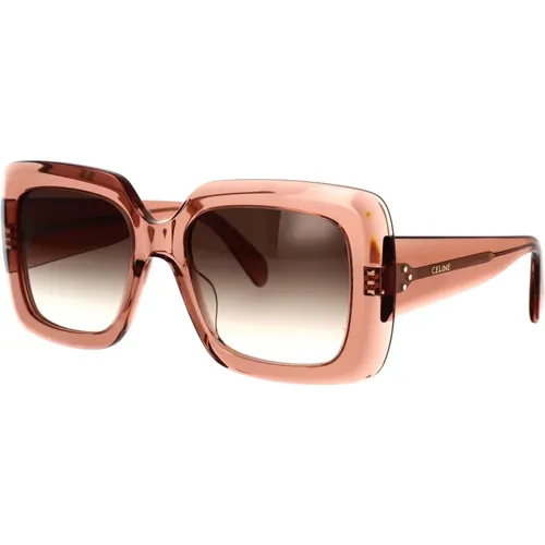 Rectangular Sunglasses in Transparent Caramel , female, Sizes: 54 MM - Celine - Modalova