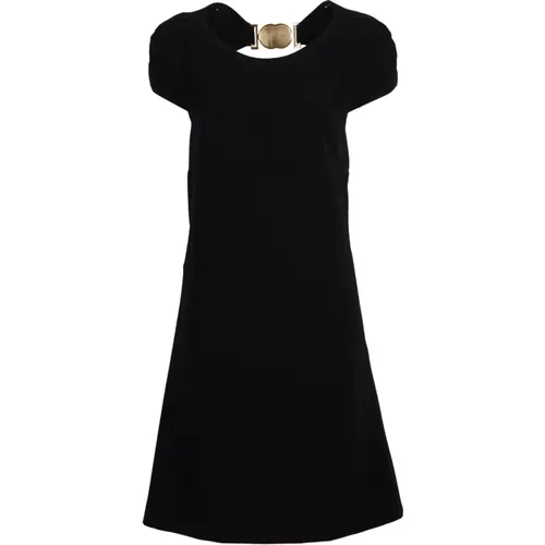 Schwarzes Double Smile Boucle Kleid , Damen, Größe: XS - Moschino - Modalova