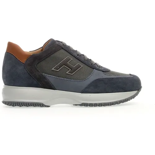 Blaue Wildleder- und Stoff-Interaktive Sneakers , Herren, Größe: 44 EU - Hogan - Modalova