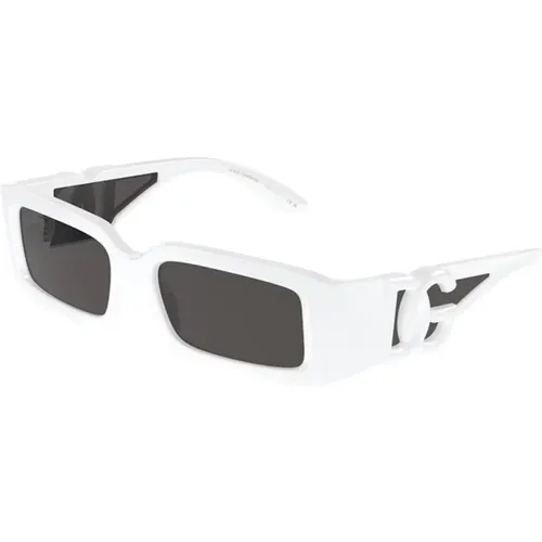 Weiße Rahmen Graue Dunkle Gläser , Herren, Größe: 53 MM - Dolce & Gabbana - Modalova