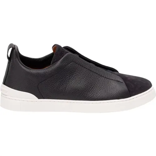 Premium Leather Low-Top Sneakers , male, Sizes: 5 UK - Z Zegna - Modalova