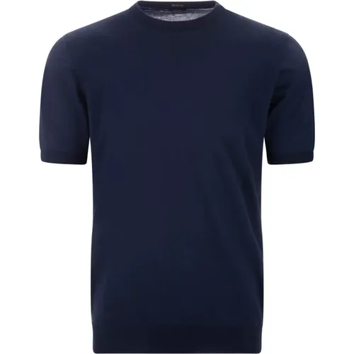Blau Baumwollstrick Crew Neck T-shirt - Kiton - Modalova