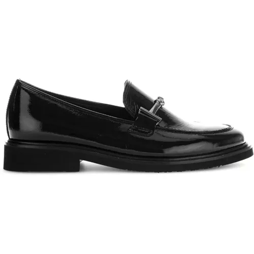 Schwarze Lackleder-Loafer Winterausführung , Damen, Größe: 40 1/2 EU - Gabor - Modalova