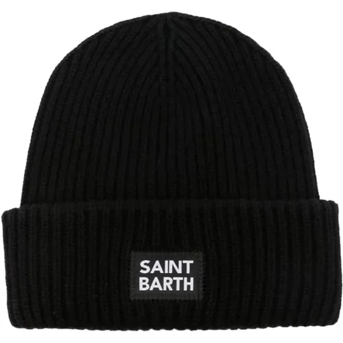 Ribbed Wool Beanie with Logo , male, Sizes: ONE SIZE - MC2 Saint Barth - Modalova