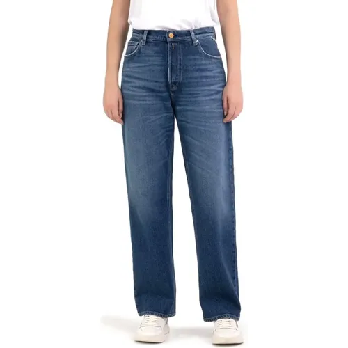 High Waist Wide Leg Jeans , female, Sizes: W27, W28, W26 - Replay - Modalova