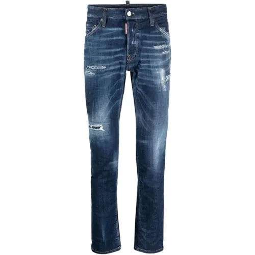 Slim Fit Jeans mit Logo Patch , Herren, Größe: 2XL - Dsquared2 - Modalova