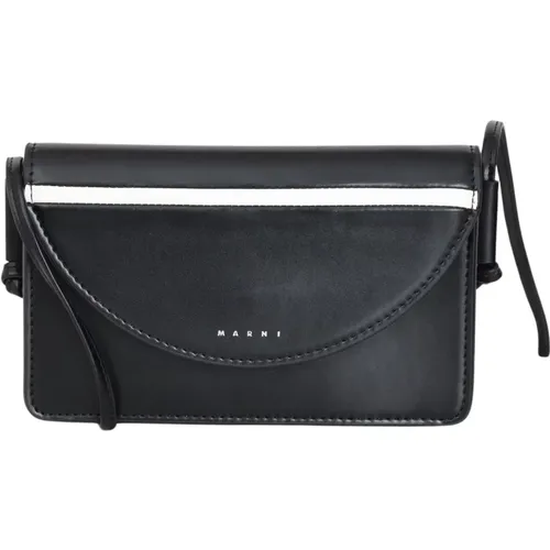 Schwarze Damen Pochette mit Glänzendem Finish , Damen, Größe: ONE Size - Marni - Modalova