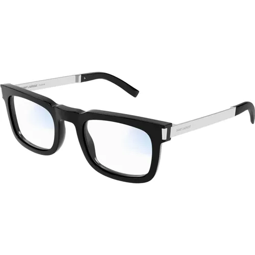 Schwarze/Blau Sonnenbrille mit Beyond Grey Gläsern,Schwarze Sonnenbrille SL 581 - Saint Laurent - Modalova
