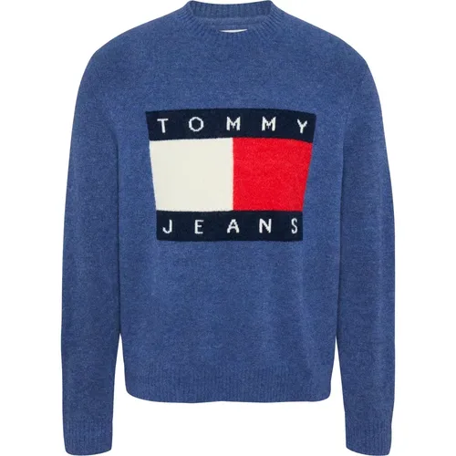 Clear Sweater with Flag Emblem , male, Sizes: M, XS, XL, 3XL, 2XL - Tommy Jeans - Modalova