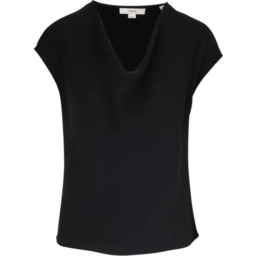 Cowl neck cap sleeve blouse , female, Sizes: L - Vince - Modalova