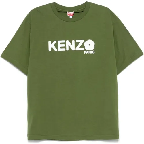 T-Shirts, male, , Size: M Olive Crew Neck T-shirt - Kenzo - Modalova