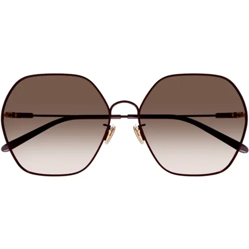Hexagonal Oversized Metal Frame Sunglasses , female, Sizes: ONE SIZE - Chloé - Modalova