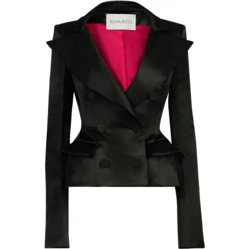 Satin Peplum Blazer , female, Sizes: 2XS, 2XL, XL - Nina Ricci - Modalova