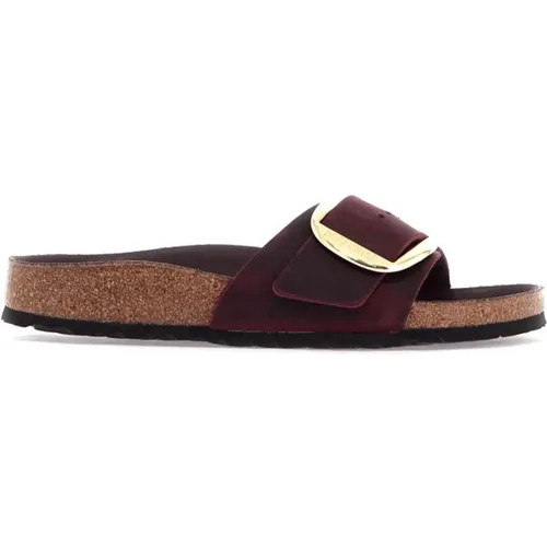 Geöltes Leder Große Schnallen Slides , Damen, Größe: 38 EU - Birkenstock - Modalova