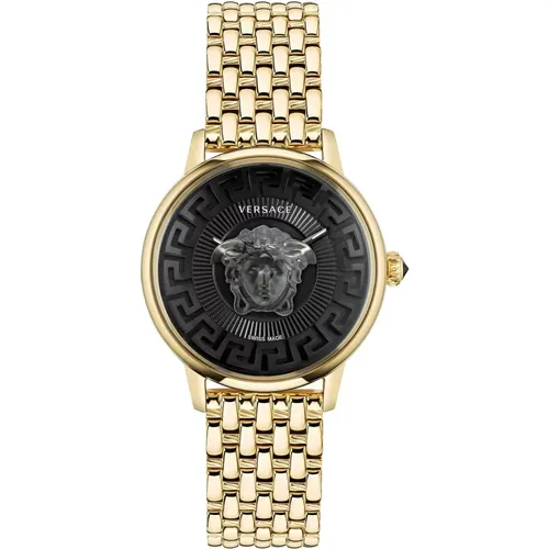 Medusa Alchemy Gold Quartz Watch , female, Sizes: ONE SIZE - Versace - Modalova