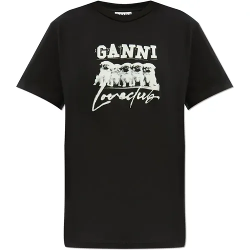 Bedrucktes T-Shirt , Damen, Größe: M - Ganni - Modalova