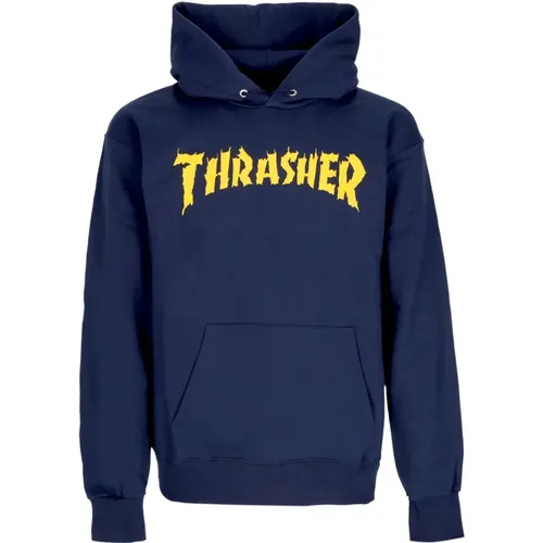 Hoodies, unisex, , Size: M Navy Hoodie with Kangaroo Pocket - Thrasher - Modalova