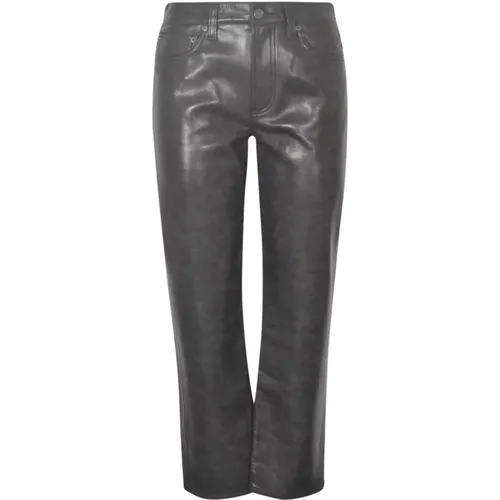 Graue Lederjeans Straight Leg , Damen, Größe: W28 - Agolde - Modalova