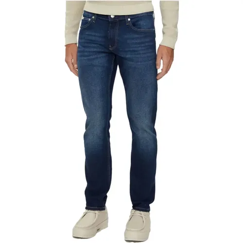 Slim Fit Jeans - Blau Patched , Herren, Größe: W31 L32 - Calvin Klein - Modalova