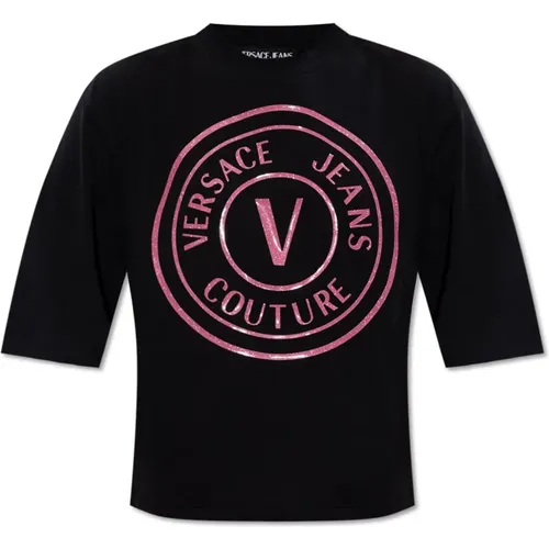 Baumwoll T-Shirt , Damen, Größe: XS - Versace Jeans Couture - Modalova