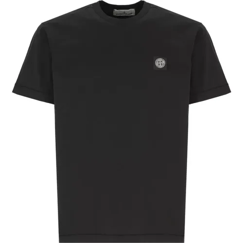 Schwarzes Baumwoll-T-Shirt mit Logo , Herren, Größe: M - Stone Island - Modalova