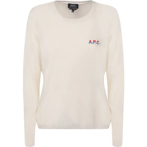 Embroidered Logo Fine Knit Sweater , female, Sizes: L, M - A.p.c. - Modalova