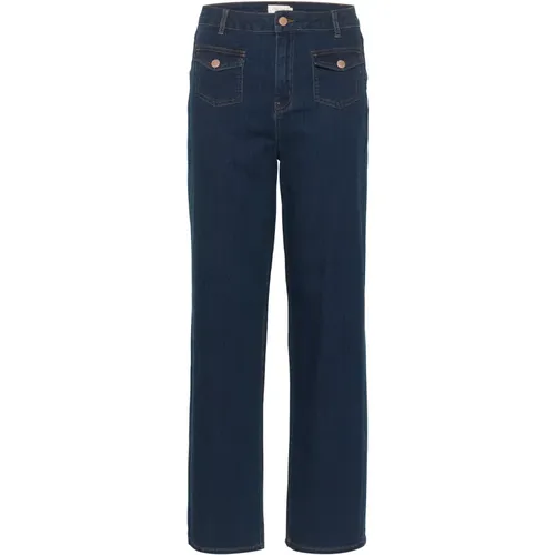 Dark Denim Straight Leg Jeans , female, Sizes: W25 L32, W34 L30, W24 L32, W26 L30, W27 L32, W24 L30, W26 L32 - Cream - Modalova