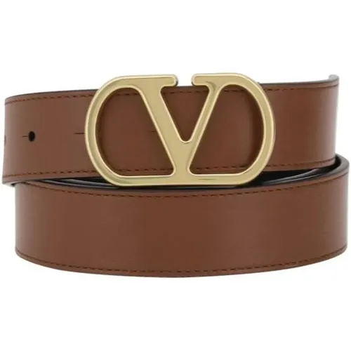 Belts, male, , Size: 90 CM VLogo Leather Belt with Contrasting Buckle - Valentino Garavani - Modalova