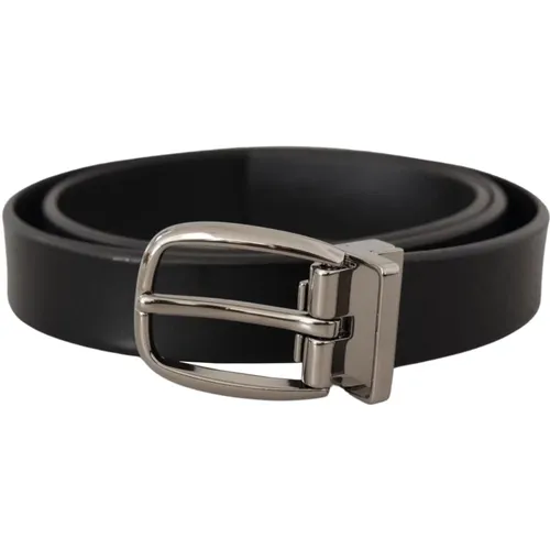 Belts, male, , Size: 80 CM Leather Metal Logo Belt - Dolce & Gabbana - Modalova