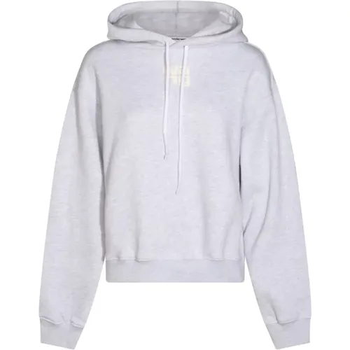 Terry Hoodie Sweatshirt mit Logo-Print , Damen, Größe: S - alexander wang - Modalova