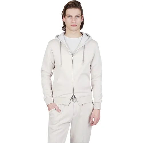 Zip-throughs, male, , Size: 2XL Hooded Cotton Sweatshirt with Pouch Pocket - Eleventy - Modalova