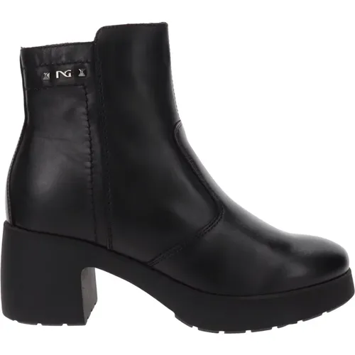 Elegante Leder Stiefeletten , Damen, Größe: 37 EU - Nerogiardini - Modalova