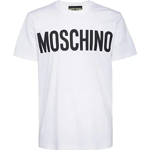 Weißes Baumwoll-T-Shirt mit Logo-Print - Moschino - Modalova