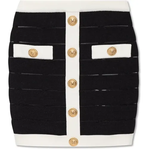 Skirt with decorative buttons , female, Sizes: S - Balmain - Modalova