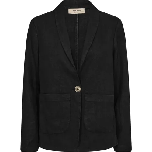 Linen Blazer Black , female, Sizes: M, XL, L - MOS MOSH - Modalova