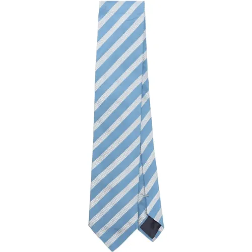 Navy Blue Grey Band Tie , Herren, Größe: ONE Size - Lanvin - Modalova