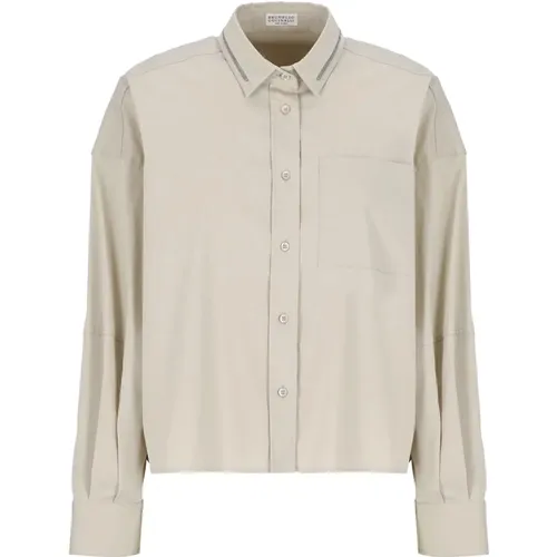 Cotton Shirt with Flared Hem , female, Sizes: XS, L, S - BRUNELLO CUCINELLI - Modalova