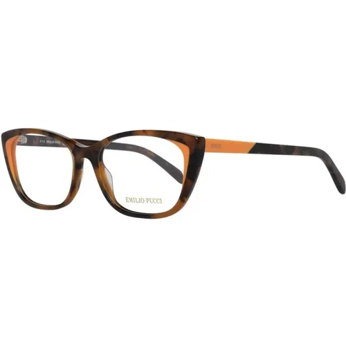 Glasses, female, , Size: ONE SIZE Brown Rectangle Optical Frames - EMILIO PUCCI - Modalova